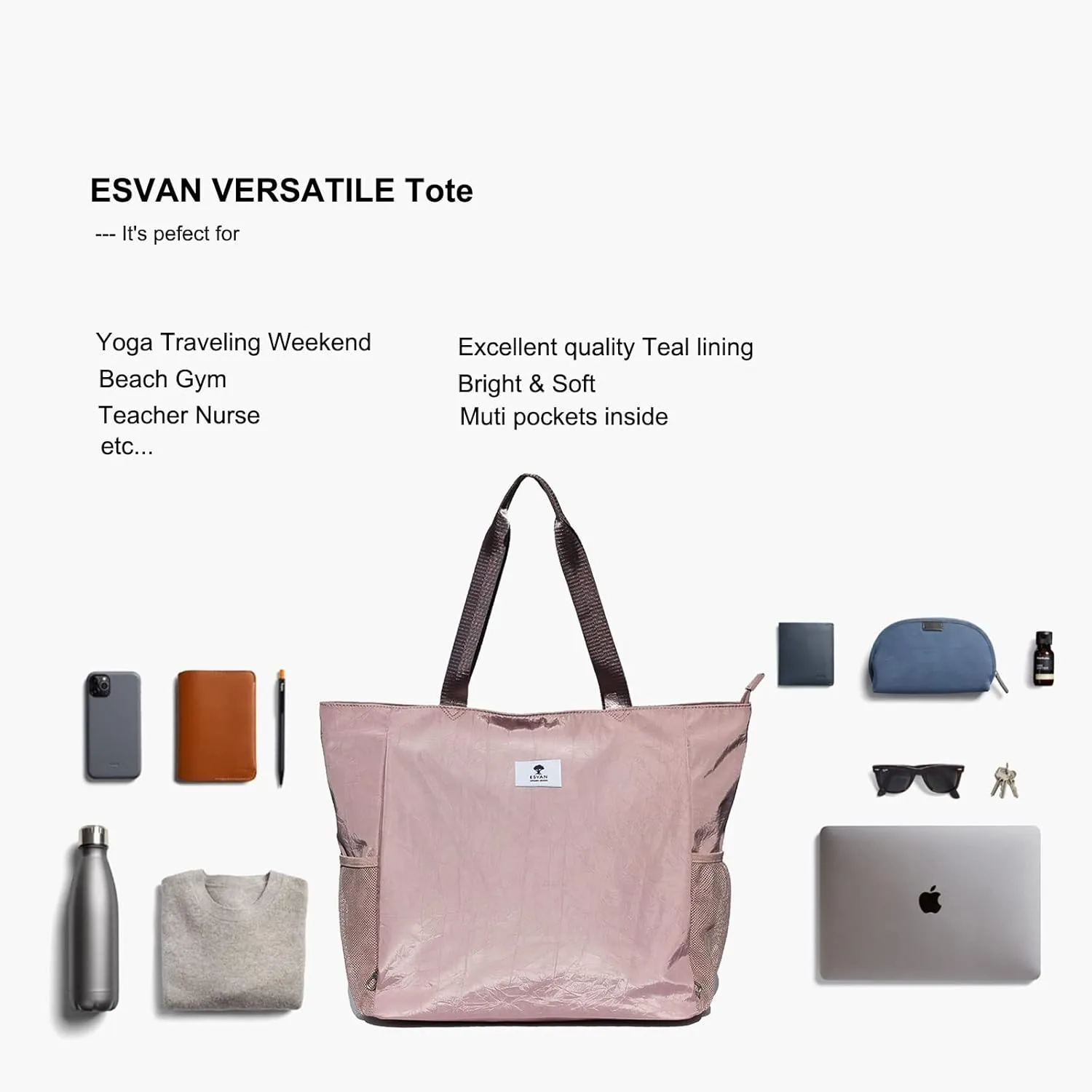 ESVAN Yoga Mat Bag Yoga Tote Carrier Shoulder Bag Carryall Tote for Office,Yoga,Pilates,Travel,Beach and Gym