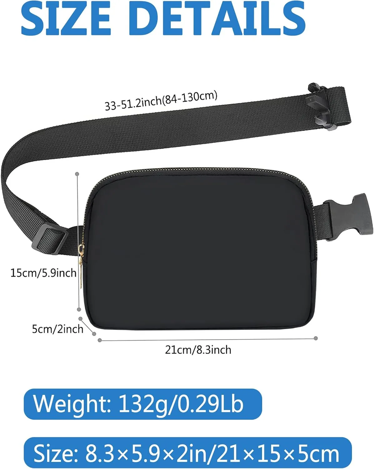 Everywhere Belt Bag for Women Men Lightweight Small Fanny Packs Crossbody Bags Mini Waist Pack with Adjustable Strap for Travel, Workout, Run, Outdoor Cycling, Shopping (Black)
