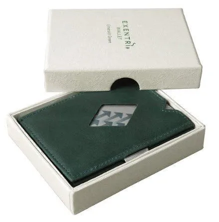 Exentri Trifold Leather Wallet with Locking Device: Stylish Sophisticated Compact - Nubuck Brown