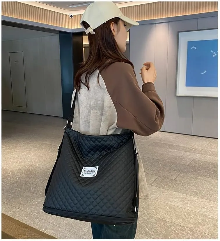 Expandable Travel Tote Bag for Women,Convertible Multi-Function Fitness Backpack,Waterproof Gym Shoulder Bag,Solid Color Crossbody Handbag