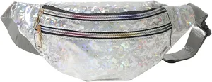 eYLun Women Holographic Fanny Pack Belt Bag Crossbody Bag Waist Bag Waterproof Waist Packs Bumbag Running Traveling Silver
