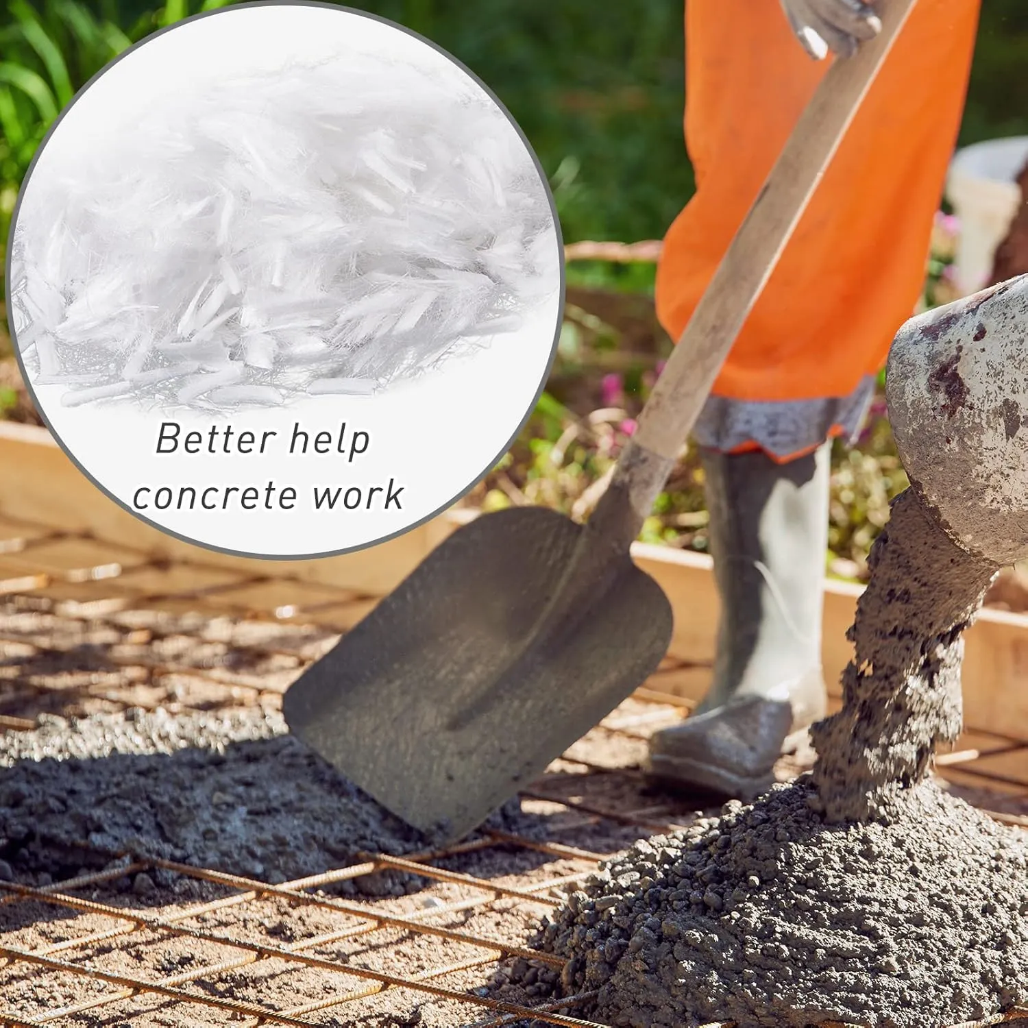 Fabbay Fiberglass for Concrete Cement Fiber Additive, Mortar Anti Seepage Reinforcement Glass Fiberglass for Garden Building Wall Anti Cracking White Concrete Mix, 3/4", 19 mm(4 Pack,8.8 LB)