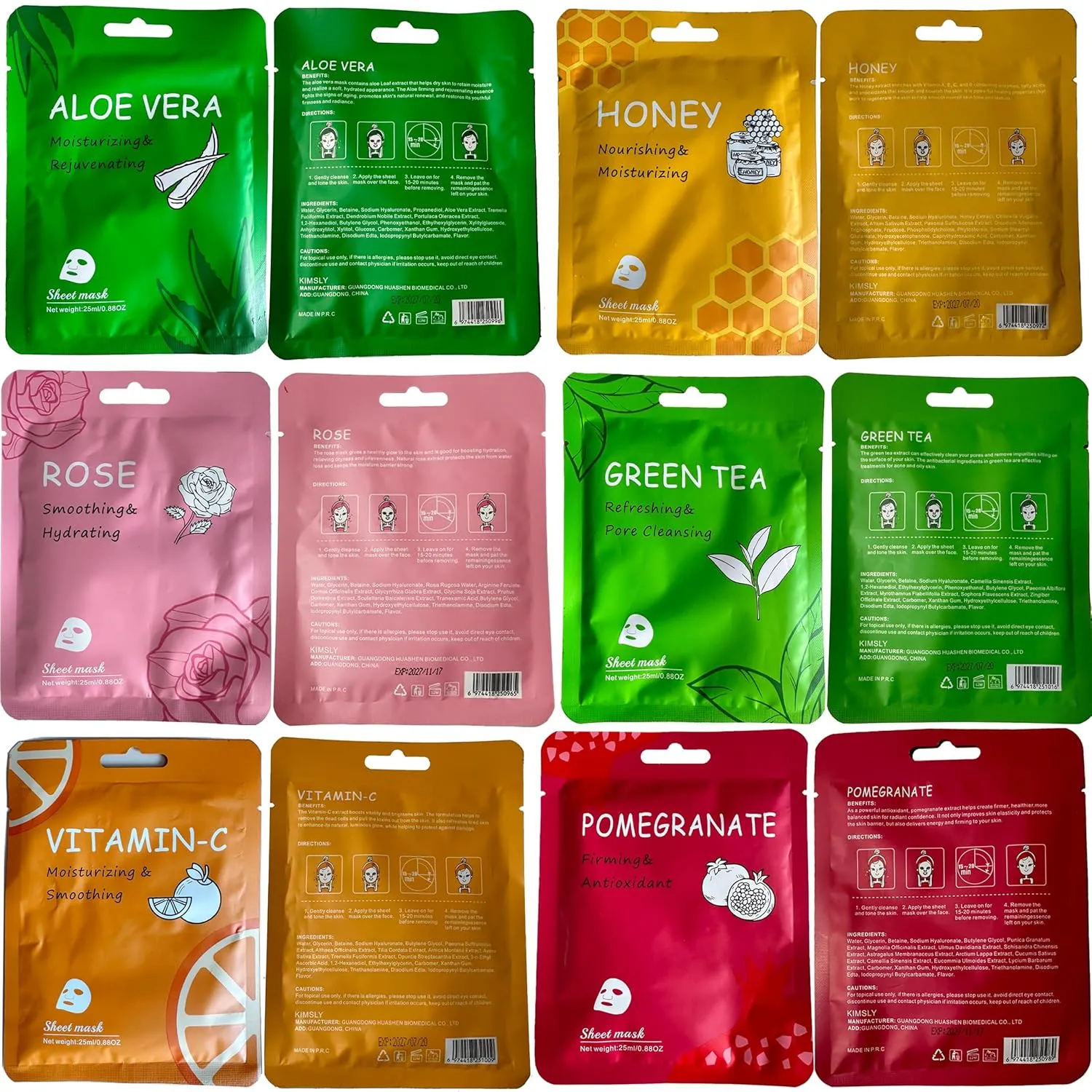Facial Mask Sheet,Face Mask Skin Care Bulk Pack,Hydrating Spa Face Mask For Sensitive Skin, Facial Masks Sets For Women/Teen Girls (18-Packs)