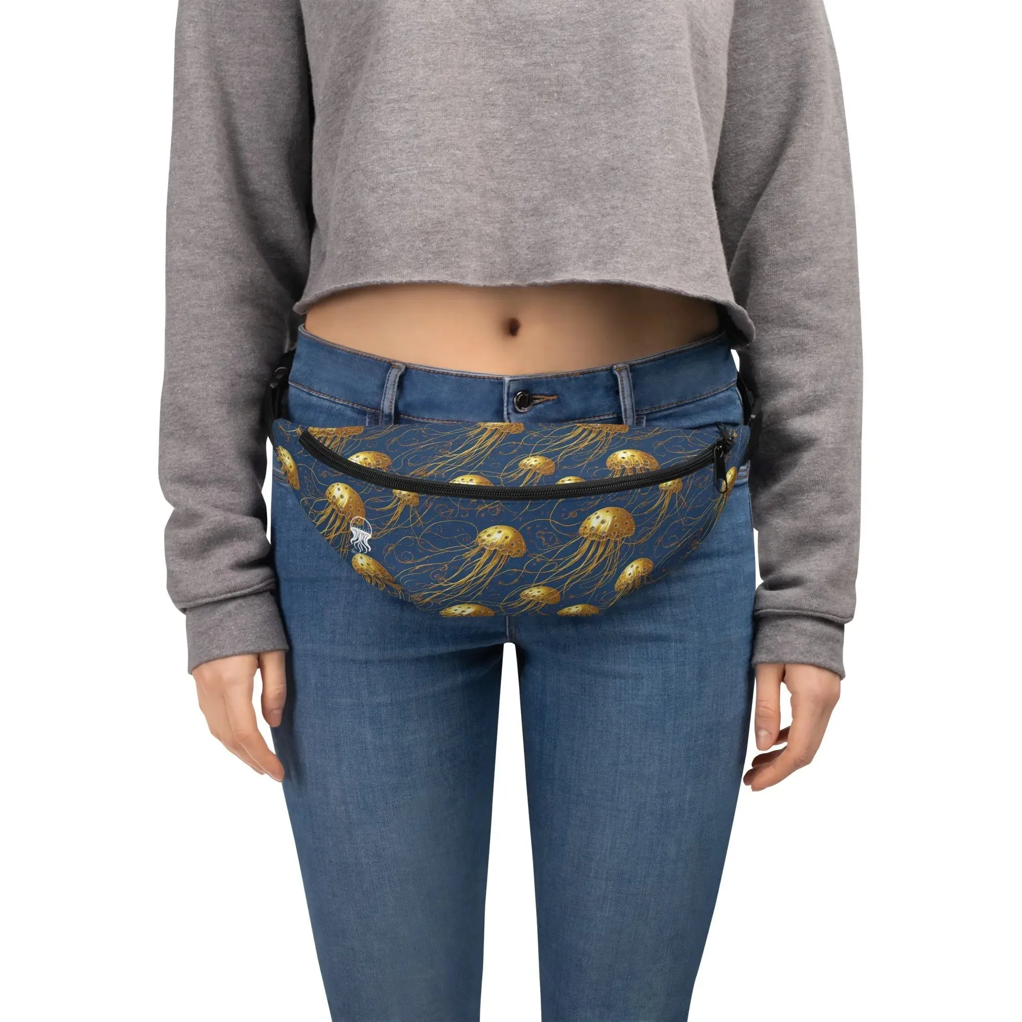 Fanny Pack - Blue and Gold Jellyfishes