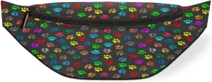 Fanny Pack for Women Men Colorful Animal Paw Print Waist Pack Crossbody Bag with Adjustable Straps for Hiking Running Walking Travel Cycling