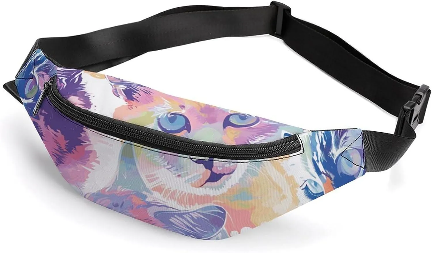 Fanny Pack for Women Men Colorful Cat Head Pattern Waist Pack Adjustable Belt Bag for Workout Running Travelling Casual Waist Bag, 36*15cm, style-2