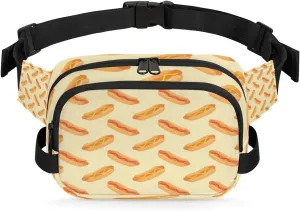 Fanny Pack for Women Men Hot Dog Crossbody Belt Bag with 3 Zipper Pockets Fashion Waterproof Waist Pack with Adjustable Strap for Travel Running Hiking Cycling