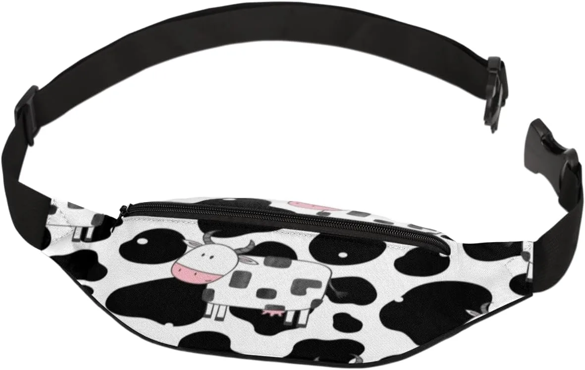 Fanny Pack for Women Men Waist Pack Cartoon Cow Crossbody Bag with Adjustable Straps for Hiking Running Walking Travel Cycling