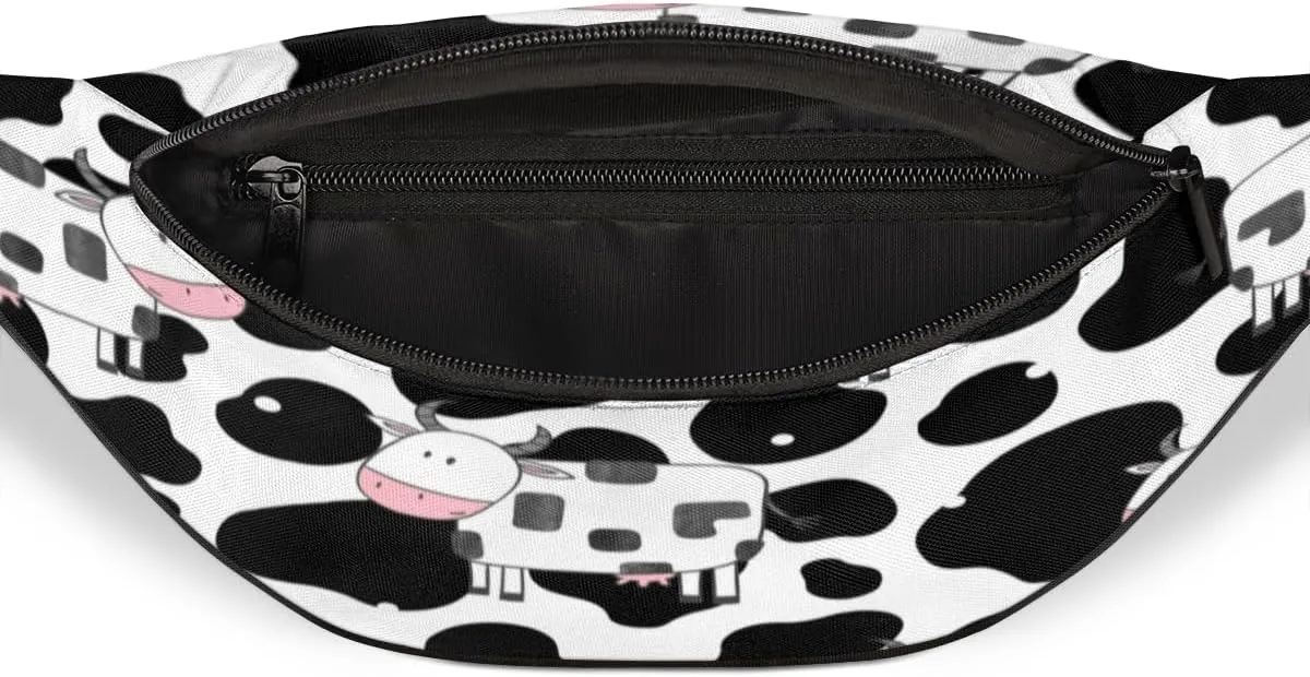 Fanny Pack for Women Men Waist Pack Cartoon Cow Crossbody Bag with Adjustable Straps for Hiking Running Walking Travel Cycling