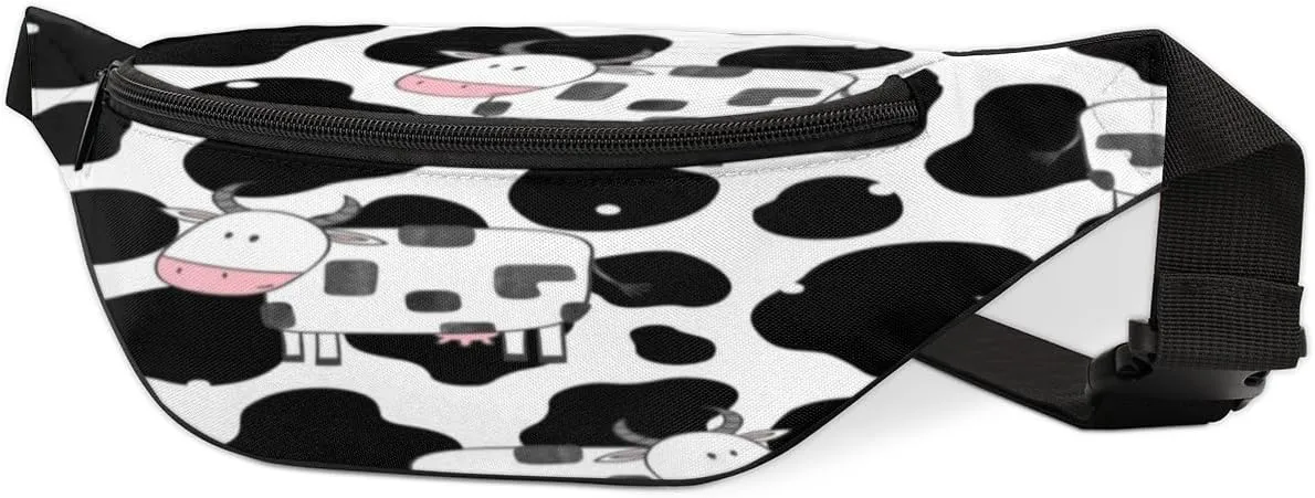 Fanny Pack for Women Men Waist Pack Cartoon Cow Crossbody Bag with Adjustable Straps for Hiking Running Walking Travel Cycling