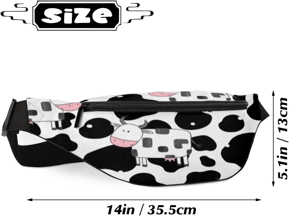 Fanny Pack for Women Men Waist Pack Cartoon Cow Crossbody Bag with Adjustable Straps for Hiking Running Walking Travel Cycling