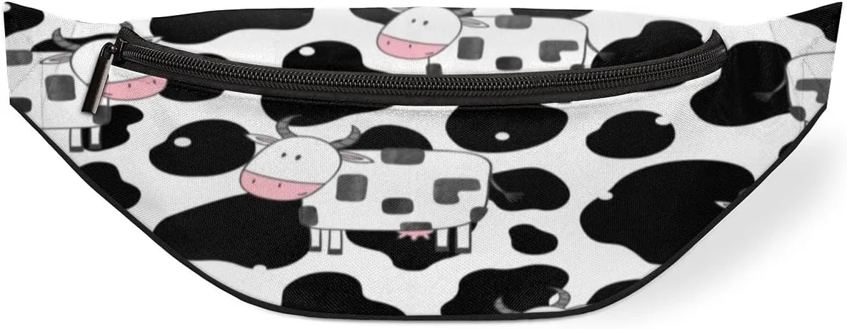 Fanny Pack for Women Men Waist Pack Cartoon Cow Crossbody Bag with Adjustable Straps for Hiking Running Walking Travel Cycling