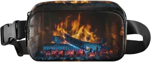 Fanny Pack Surreal Fire Place Print Water Resistant Crossbody Waist Bag with Adjustable Belt for Hiking Traveling Running 8×5.3×1.6 inch