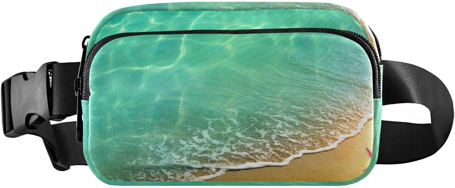 Fanny Pack Waist Bag for Men Women Shellfish and Starfish on Beach Crossbody Fashion Waist Packs Belt Bag with Adjustable Strap for Traveling, Hiking, Jogging, Cycling
