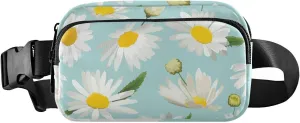 Fanny Pack Waist Bag for Men Women White Daisy Floral Crossbody Fashion Waist Packs Belt Bag with Adjustable Strap for Traveling, Hiking, Jogging, Cycling