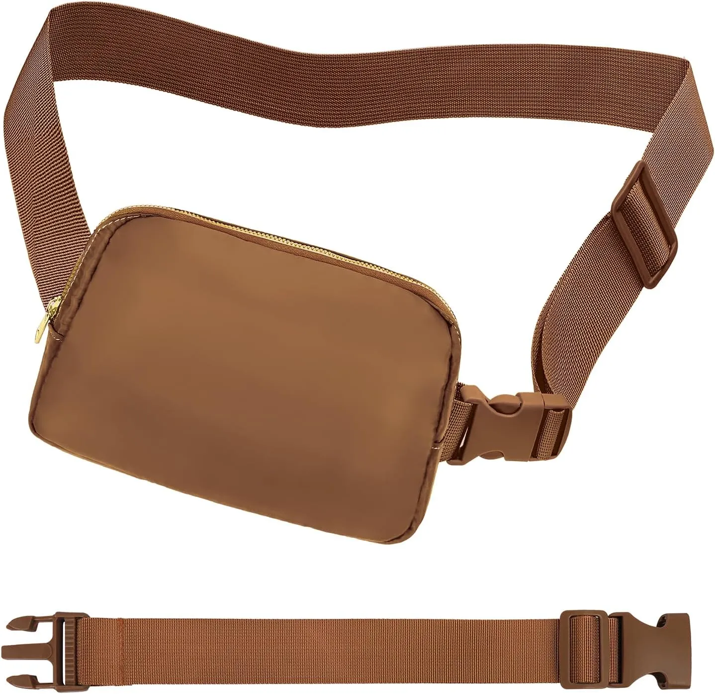 Fanny Pack with Strap Extension for Women and Men Crossbody Bag Belt Bag Bum Bag with Adjustable Strap for Hiking Workout Sports Travel Gifts for Teen Girl Brown with Strap Extension
