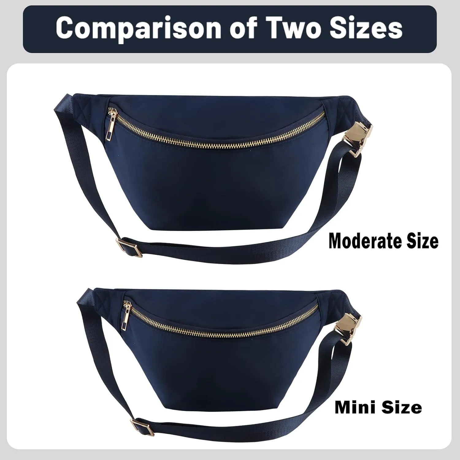 Fanny Packs for Women Belt Bag Fashion Waist Pack for Men Water-resistant Nylon Crossbody Sling Bags for Women (Navy Blue)