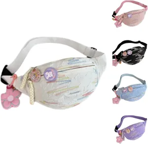 Fanny Packs for Women Men, Fashionable Waist Bags Waterproof Small Crossbody Belt Bag Bum Bag with Adjustable Strap for Outdoor Running, Hiking, Walking and Travel Black (White)