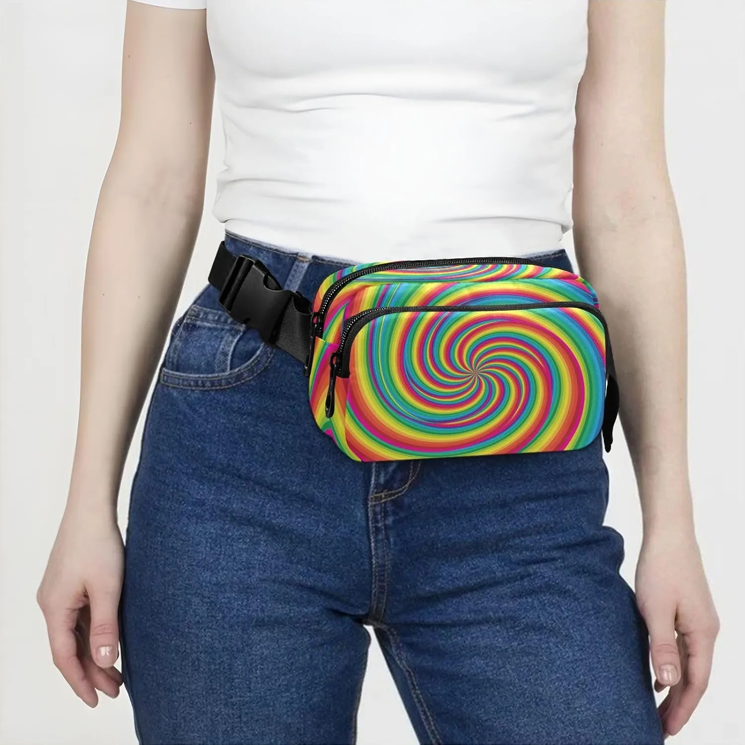 Fanny Packs for Women Men Spiral and Swirl Belt Bag Waterproof Fashion Waist Pack with Adjustable Strap Twisting Circles Waist Bag Hip Bumbags for Running Workout Travel Hiking Cycling