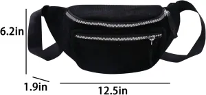 Fashion Corduroy Waist Pack Zipper Chest Fanny Pack Adjustable Belt Bag Cell Phone Wallet Purse for Sport Travel
