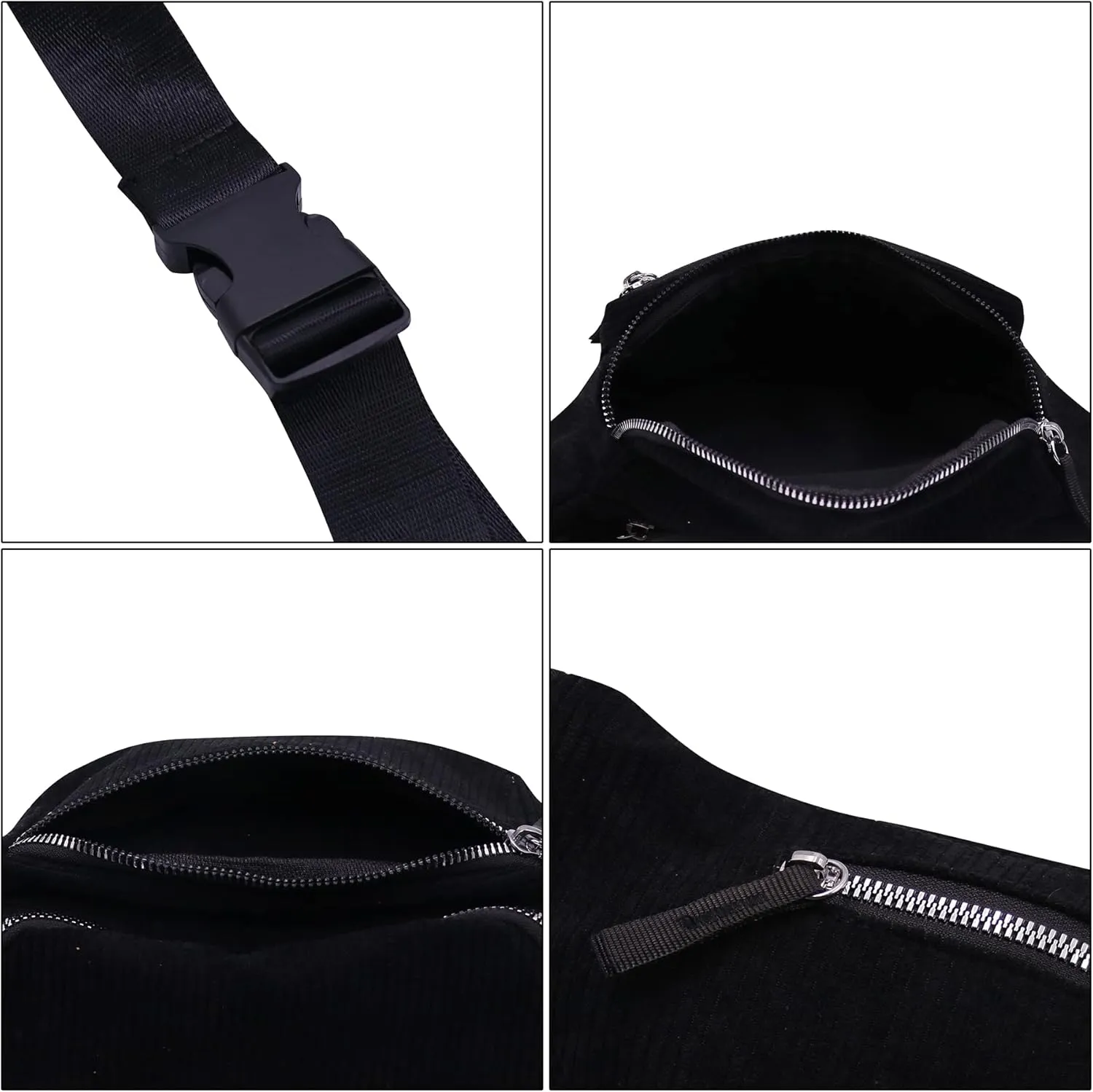 Fashion Corduroy Waist Pack Zipper Chest Fanny Pack Adjustable Belt Bag Cell Phone Wallet Purse for Sport Travel