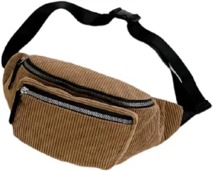 Fashion Corduroy Waist Pack Zipper Chest Fanny Pack Adjustable Belt Bag Cell Phone Wallet Purse for Sport Travel