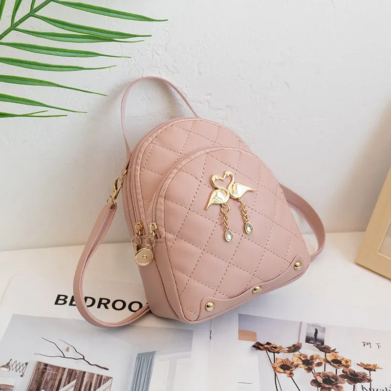 Fashion Embroidery Rhombus Cute Hardware Decoration Backpacks