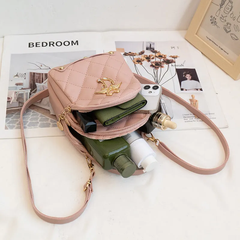 Fashion Embroidery Rhombus Cute Hardware Decoration Backpacks
