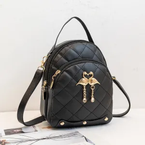 Fashion Embroidery Rhombus Cute Hardware Decoration Backpacks