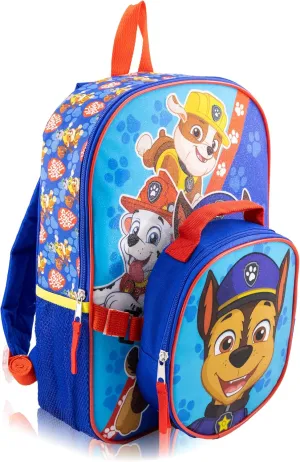 Fast Forward Paw Patrol Backpack With Lunch Box for Kids | Insulated Lunch Bag Lunch Box for Boys, Girls, Toddlers | 14" Backpack for School and Reusable Lunchbox
