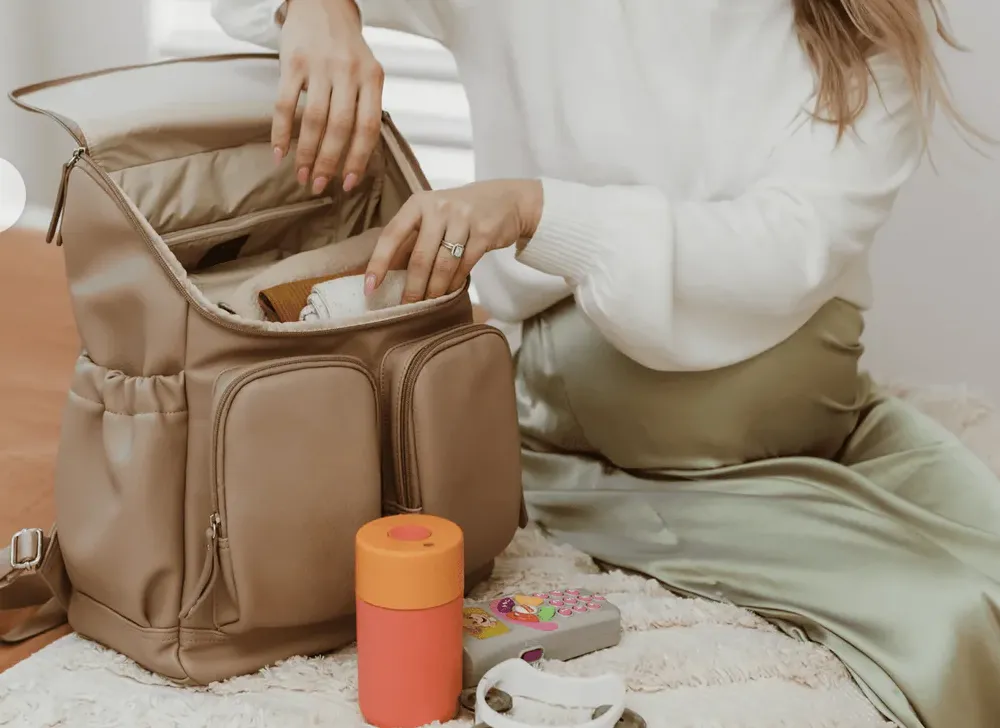 Faux Leather Backpack - Oat Dimple