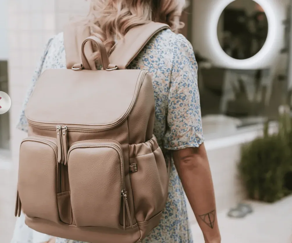 Faux Leather Backpack - Oat Dimple
