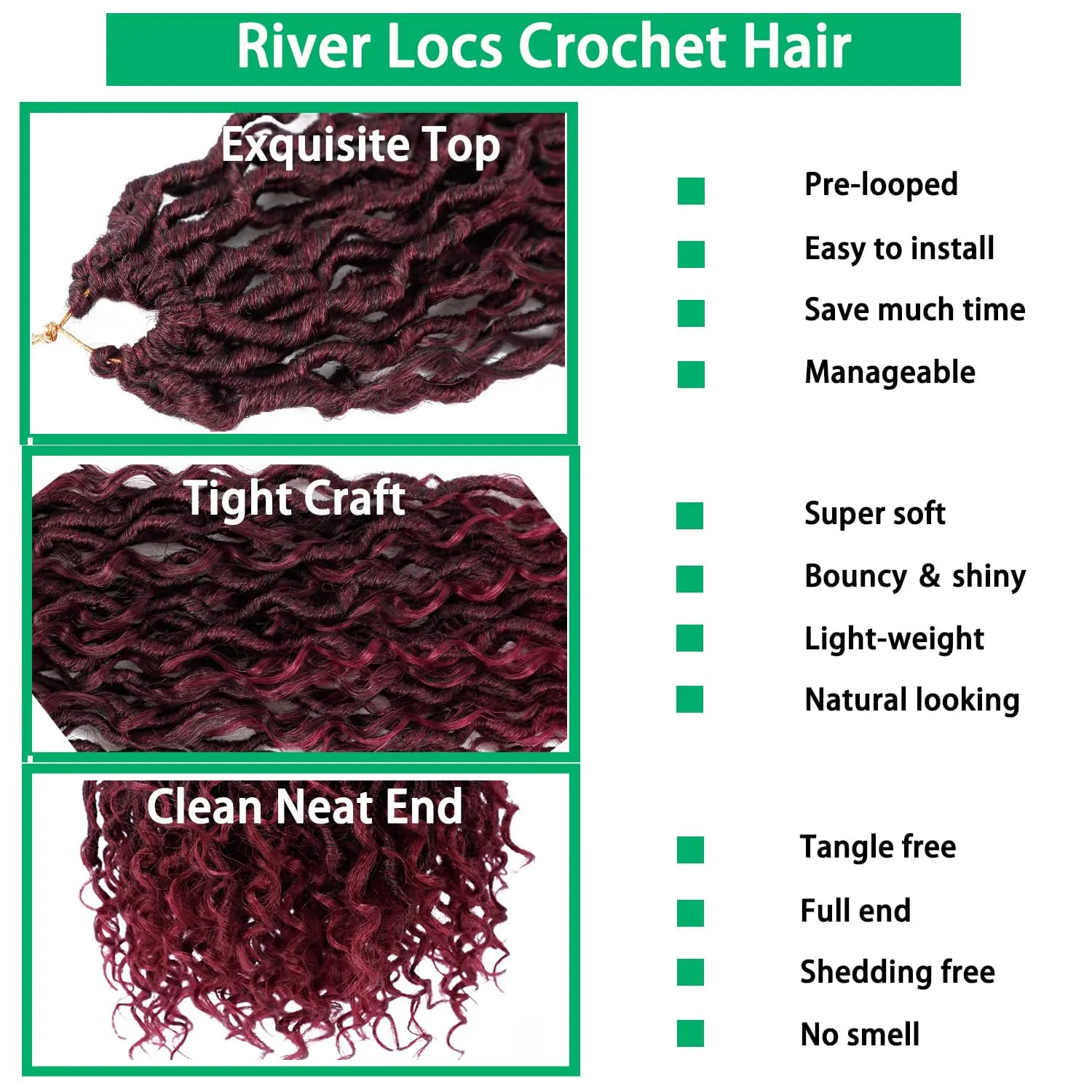 Faux Locs Crochet Hair - 10 Inch Ombre Goddess Locs with Curly Ends - Boho Hippie Synthetic Hair Extensions (6 packs, #1b/bug)