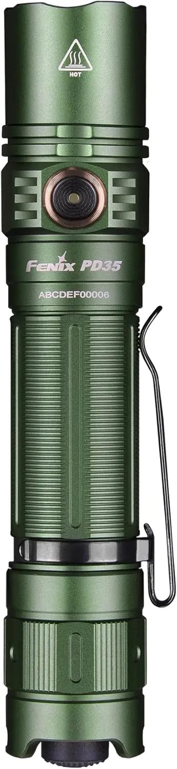 Fenix PD35 v3.0 Rechargeable Tactical Flashlight, 1700 Lumens EDC with Battery and LumenTac Organizer (Green)