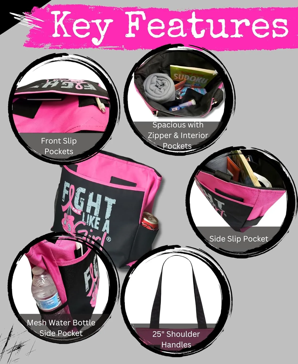 Fight Like a Girl Knockout Dakota 5-Pocket Tote Bag
