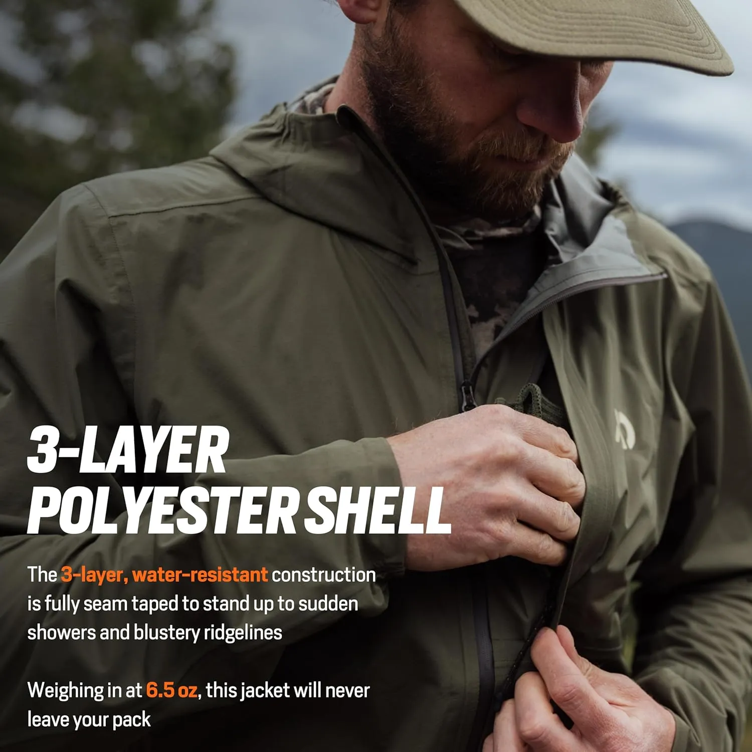 First Lite Men’s FlashStorm Jacket - 3-Layer Ultralight Waterproof Rain Coat for Hunting & Fishing