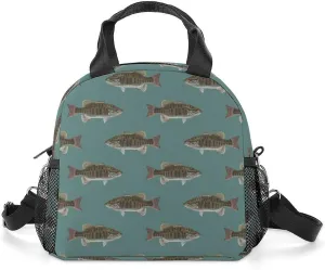 Fish Bass Small Mouth Lake Blue Lakes Adjustable Shoulder Strap Insulated And Leak Proof Premium Lunch Bag Unisex