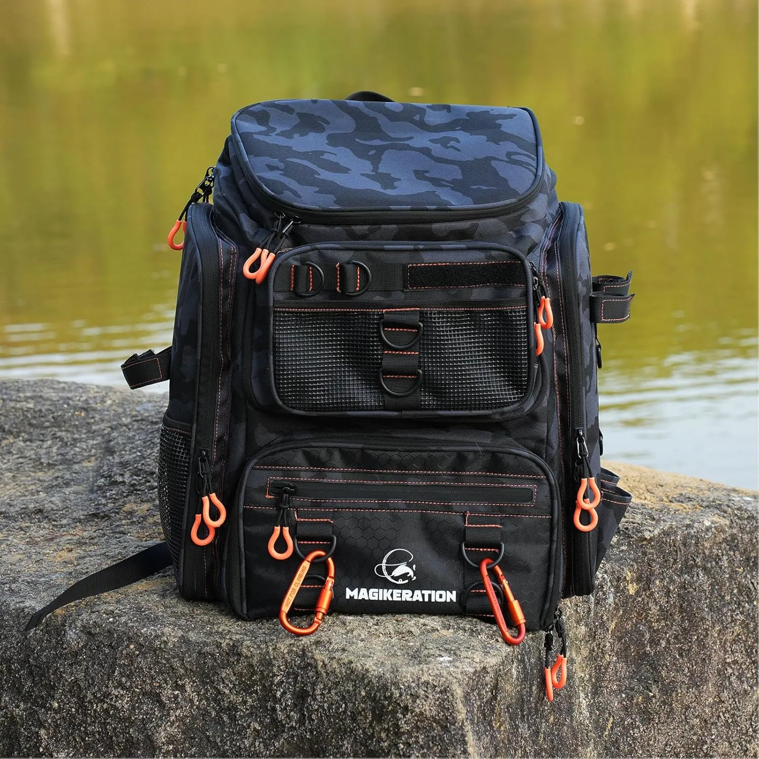 Fishing Backpack with Rod Holders,900D Oxford Water-Resistant Fishing Gear,42L Large Storage Tackle Bag for Men