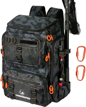 Fishing Backpack with Rod Holders,900D Oxford Water-Resistant Fishing Gear,42L Large Storage Tackle Bag for Men