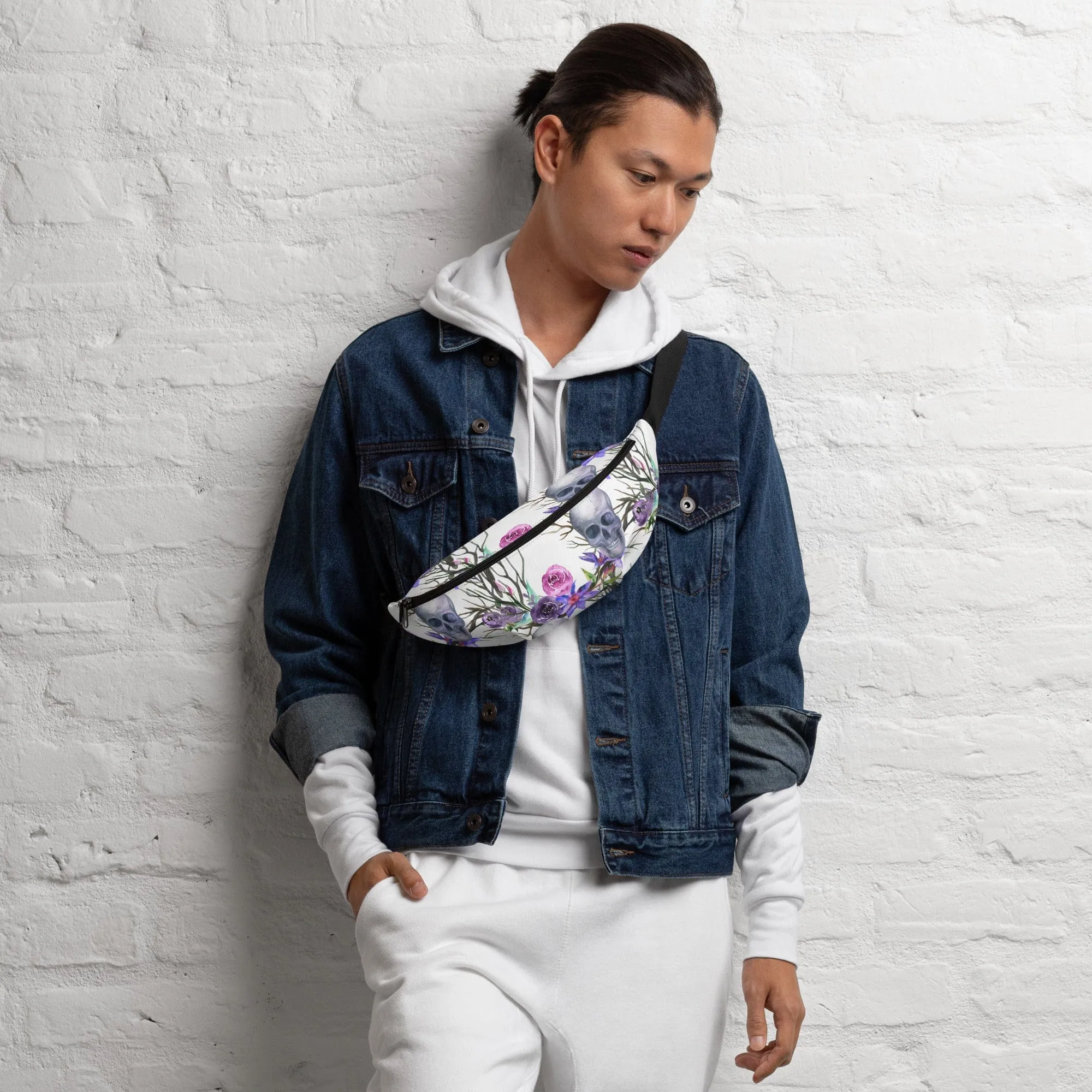 Floral Skull Print Fanny Pack