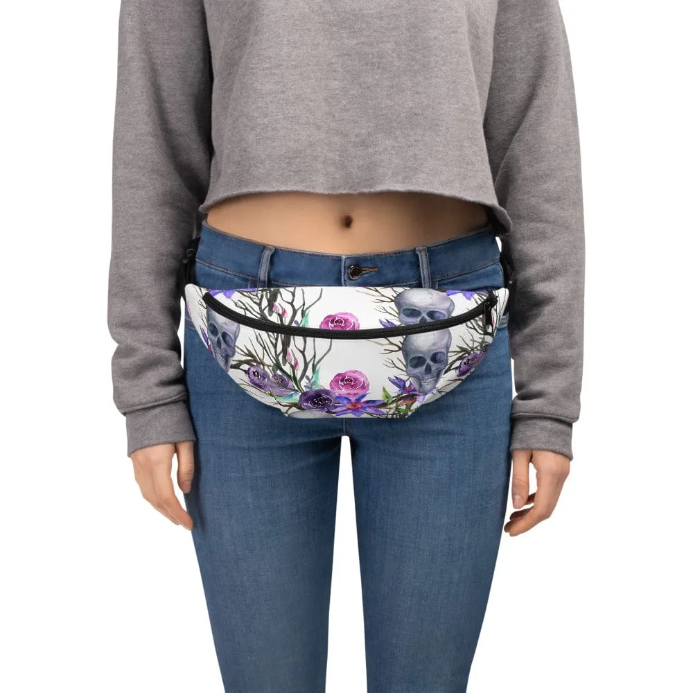 Floral Skull Print Fanny Pack
