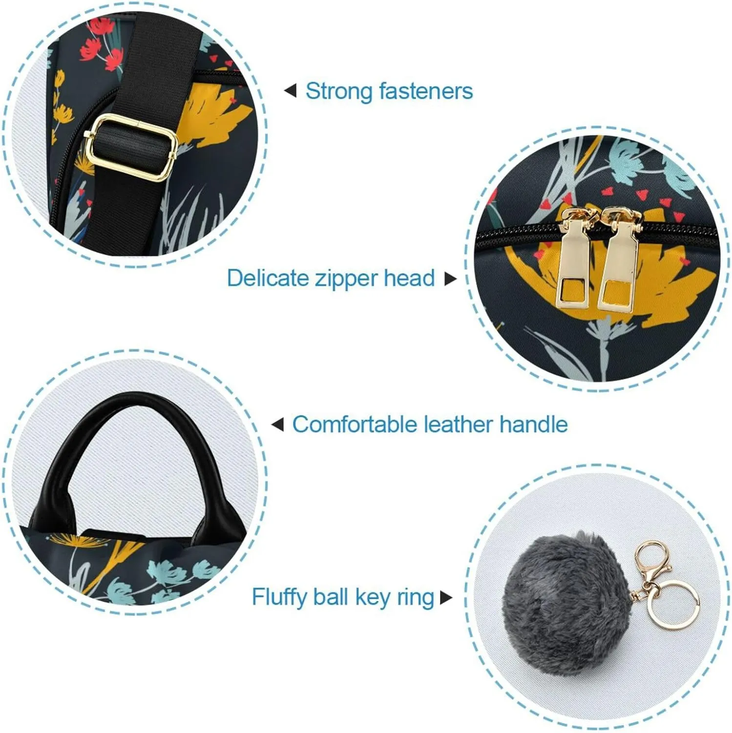 Flower Print Anti-theft Backpack Handbags for Women Travel Rucksack Lightweight Shoulder Bags 13.4 X 5.9 X 15in Pattern 2