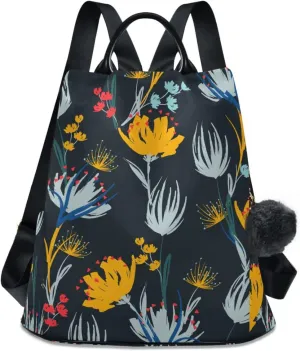 Flower Print Anti-theft Backpack Handbags for Women Travel Rucksack Lightweight Shoulder Bags 13.4 X 5.9 X 15in Pattern 2