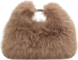 Fluffy Tote Bag for Women, Small Winter Soft Fuzzy Purse, Cute Faux Fur Bag, Plush Shoulder Bag Hobo Bag Handbag