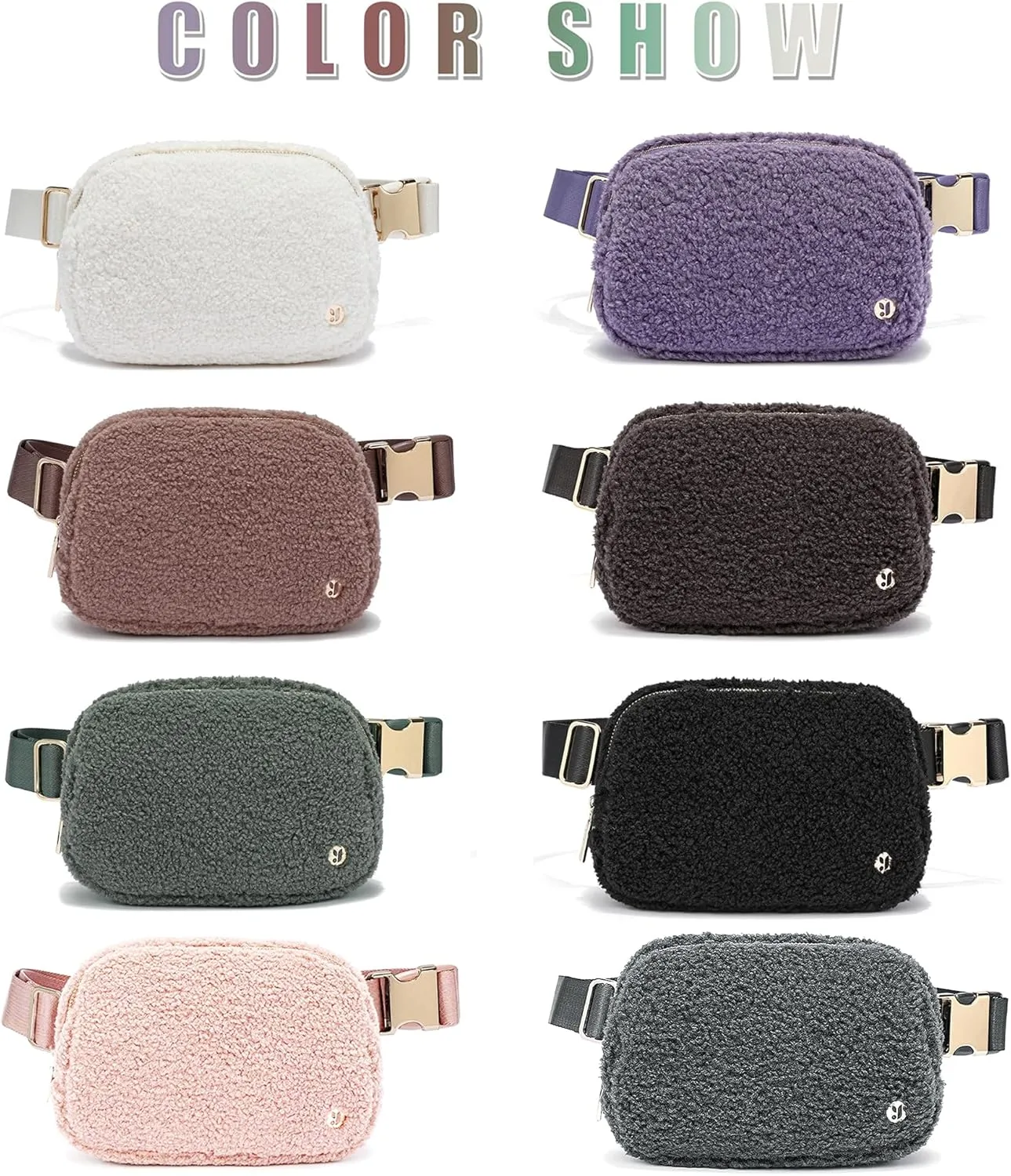 FODOKO Sherpa Belt Bag, Fleece Crossbody Bag Fanny Pack for Women Fashionable Everywhere Waist Bum Bag Pack with Hardware Buckle (Coffee)