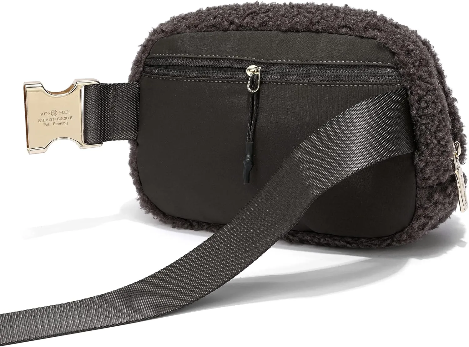 FODOKO Sherpa Belt Bag, Fleece Crossbody Bag Fanny Pack for Women Fashionable Everywhere Waist Bum Bag Pack with Hardware Buckle (Coffee)