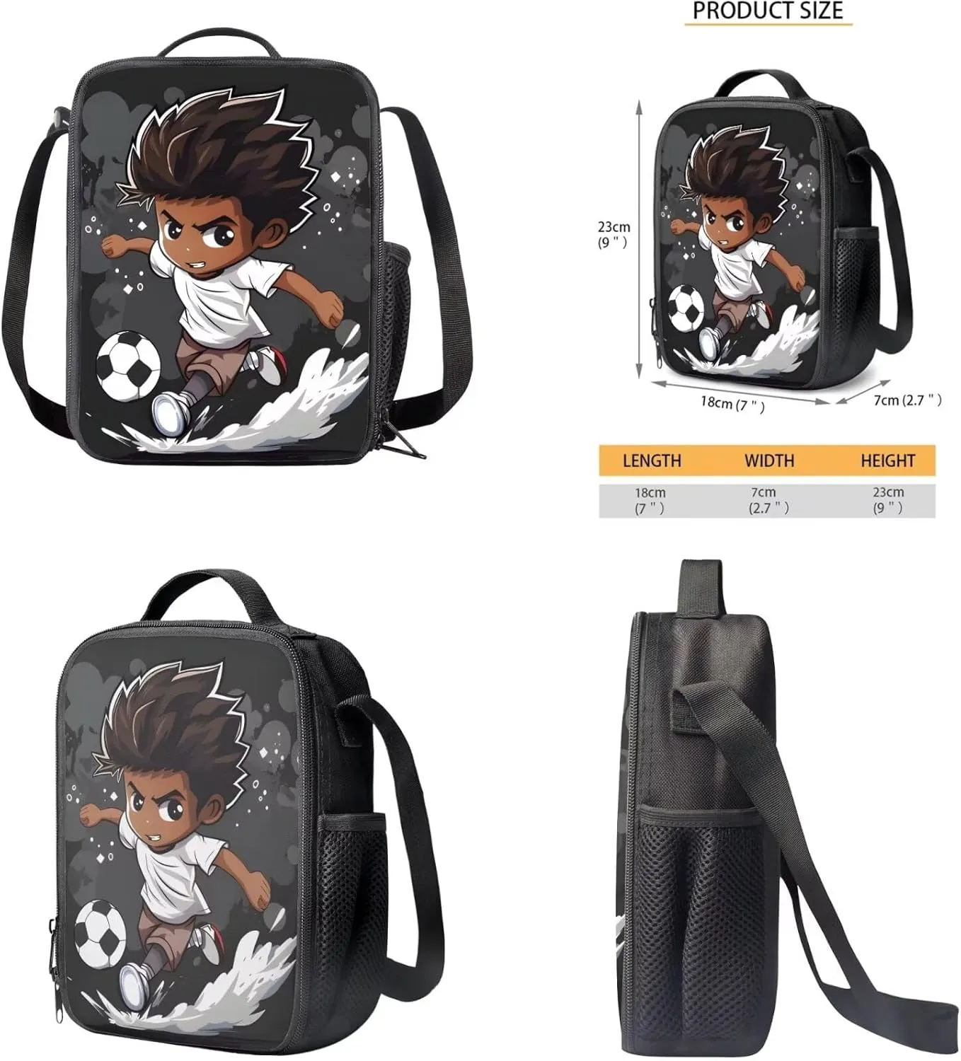 Football Boys Backpacks for Elementary with Lunch Box Large Capacity Tote Bag for Teens Girls Insulated Lunch Bag for Boys, Fit Great Gifts for Daughter