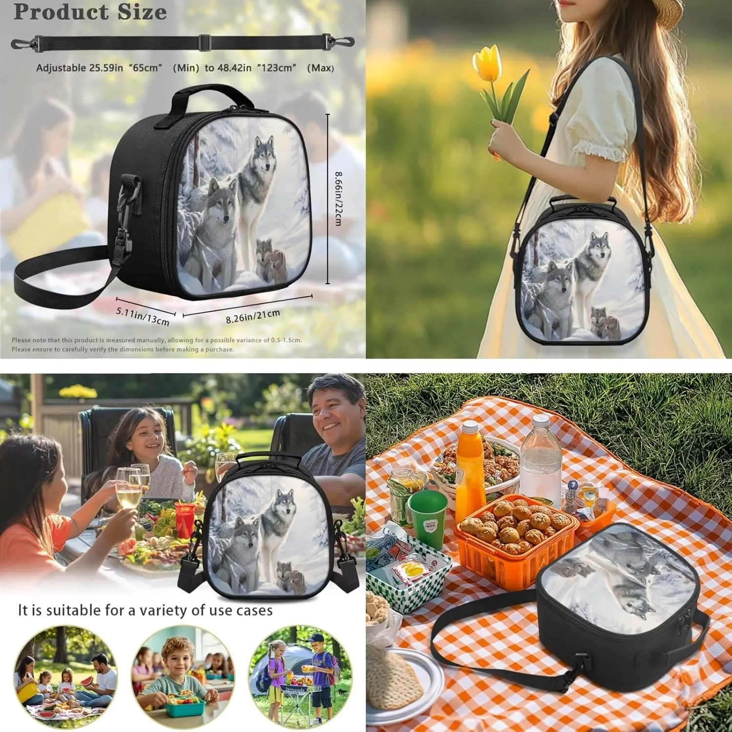 FOR U DESIGNS Wolf Backpacks for School Big Kids Large Capacity Boys Bookbag 8-10 Elementary School Bag 5th Grade Back Pack 17 Inch Mochilas Para Niñas 3 Pcs
