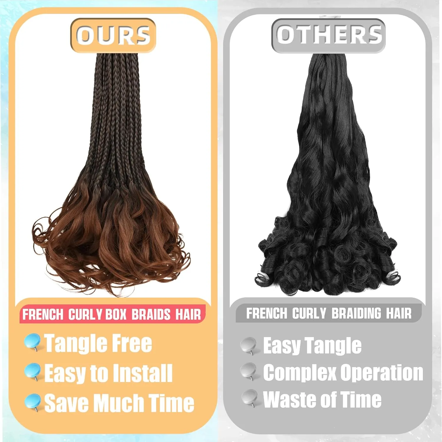 French Curl Box Braids Crochet Hair for Black Women-14 Inches 8 Packs Ombre Brown Soft Pre Looped Goddess Box Braiding Hair with Curly Wavy Ends,Synthetic Hair Extensions (14"-8 Packs,T1B/30)