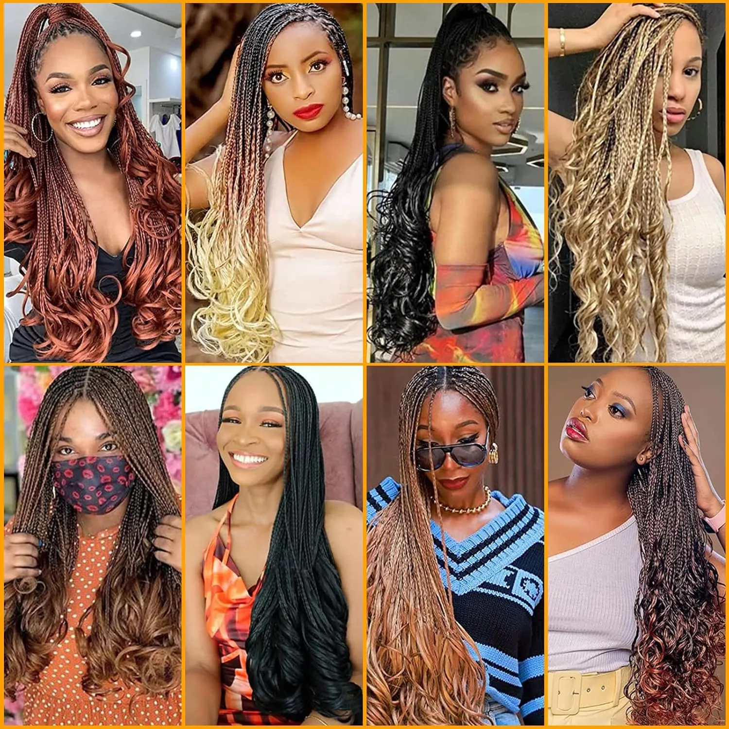 French Curly Braiding Hair 7 Packs 22 Inch Pre Stretched Ombre Braiding Hair Bouncy Loose Wave Crochet Braids for Women Spanish Curly Ends Synthetic Hair Extensions (7 Packs, 1B/Purple/Pink#)